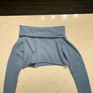 Fashion Nova Blue Off-Shoulder Cropped Sweater – Soft Knit (Size M)